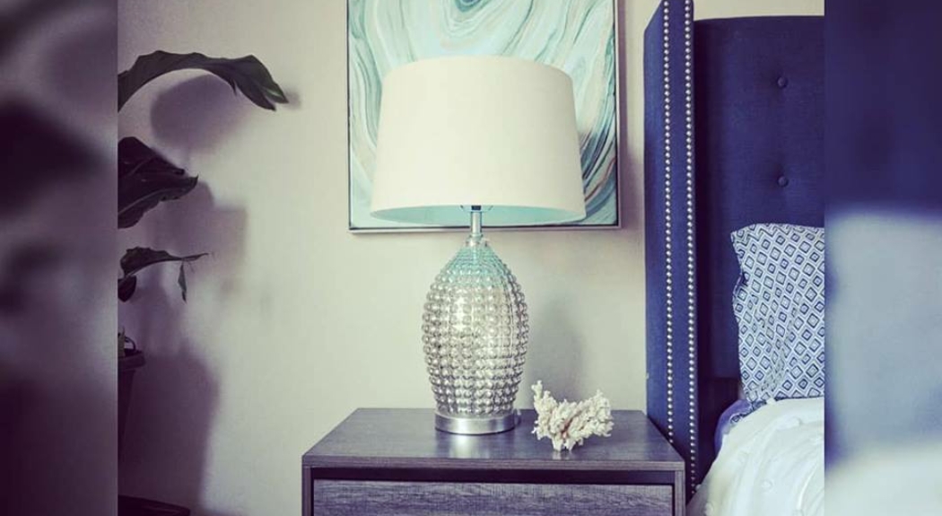 Bedroom Wall Art Side table and Lamp